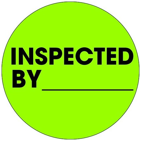 Bsc Preferred 1'' Circle - ''Inspected By'' Fluorescent Green Labels BUY00016088